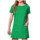thumbnail image 2 of Vestido de color liso para niñas, vestido de manga corta para niñas, vestido de doble bolsillo para niñas, vestido de poliéster para niñas, 2 of 8