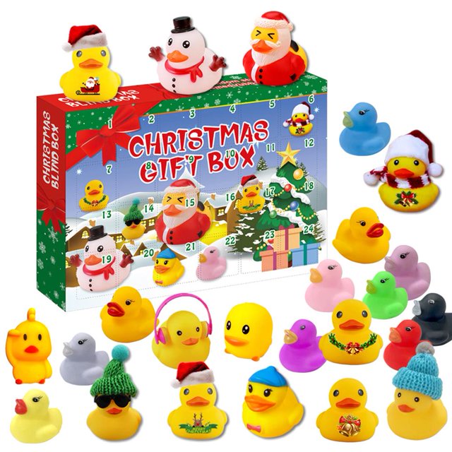 2uds. Calendario 24 rejilla caja decorativa impermeable pato de goma para regalos de fiesta de Navidad