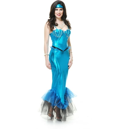 Adults Womens Sexy Tight Blue Black Fantasy Mermaid Costume Large 11-13