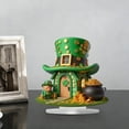 thumbnail image 6 of St. Patrick's Day Acrylic Flat Ornament, Green Leprechaun Hat House Clover Tabletop Decor for Irish Party Home, 6 of 9