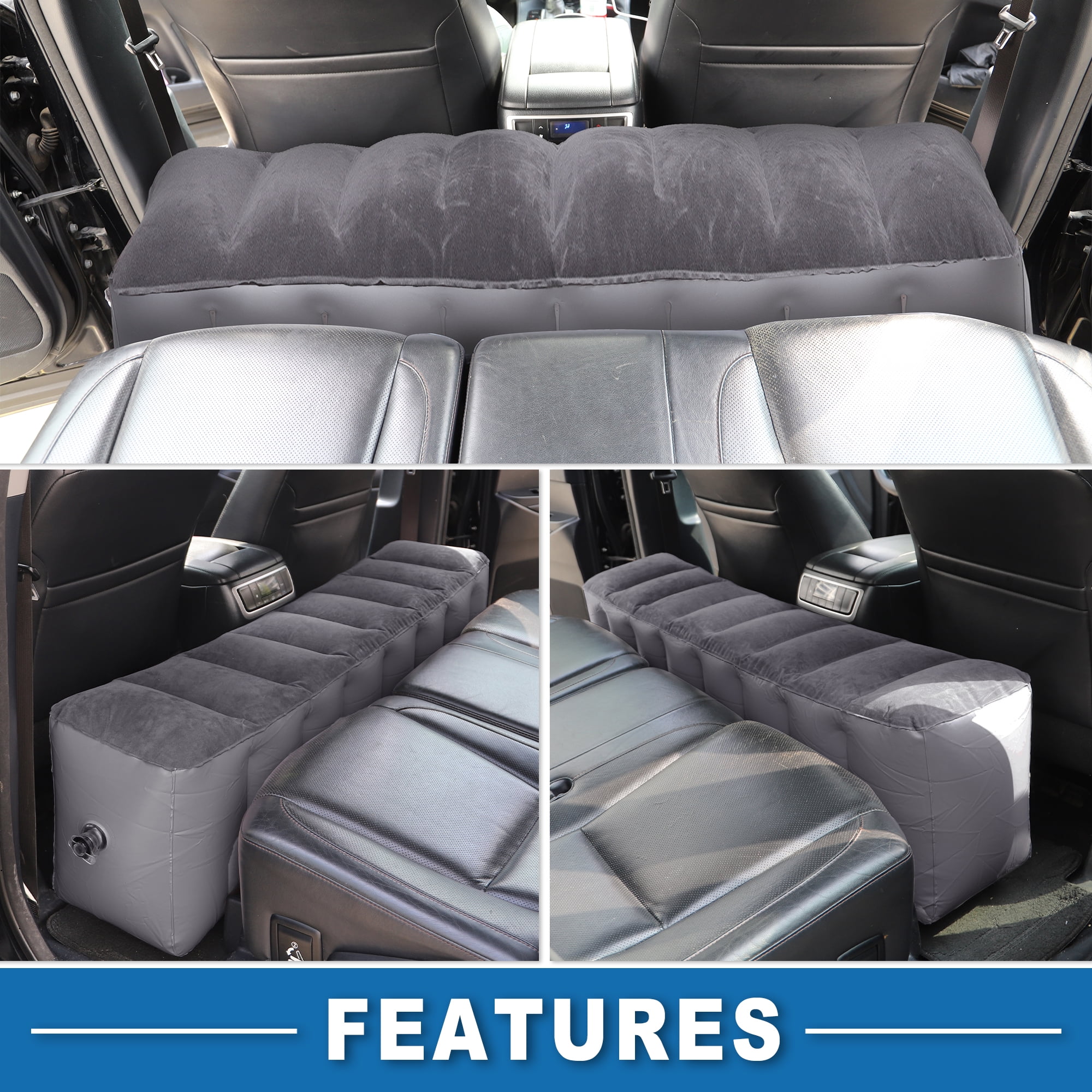 Unique Bargains Car Mattress Sleeping Mat Comfortable Rear Seat Air Bed Gap Pad for Napping Travel Gray