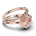 thumbnail image 2 of Boho & hippie 2.00 Carat Princess Cut Morganite And Diamond Moissanite Dainty Engagement Ring, Classic Wedding Ring, One Matching Band in 10k Solid Rose Gold, Gift For Her, Promise Ring, Bridal, 2 of 3