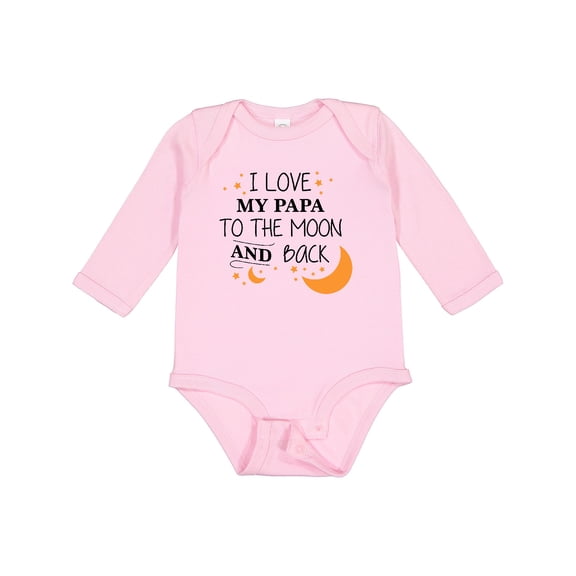 Inktastic I Love My Papa to the Moon and Back Boys or Girls Long Sleeve Baby Bodysuit