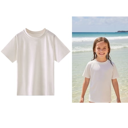 Rash Guard Swim Shirts for Boys Short Sleeve Sun Protection Shirt Quick Dry Bathing Suit Boys 5-6 Years