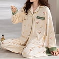 thumbnail image 1 of Fiudx Pijama de Estar Por Casa, Cómodo Cárdigan de Manga Larga, Elegante Pantalón con Relleno En El Pecho, Suave Tejido de Algodón, Ideal para Dormir o Ropa Informal, Colección Primavera-Verano para, 1 of 6