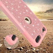 SPY Case for For New iPod Touch 7 Case, Touch 5, 6, 7th Generation Glitter Ruuged Case Cover with Tempered Glass Screen Protector - Rose Gold
