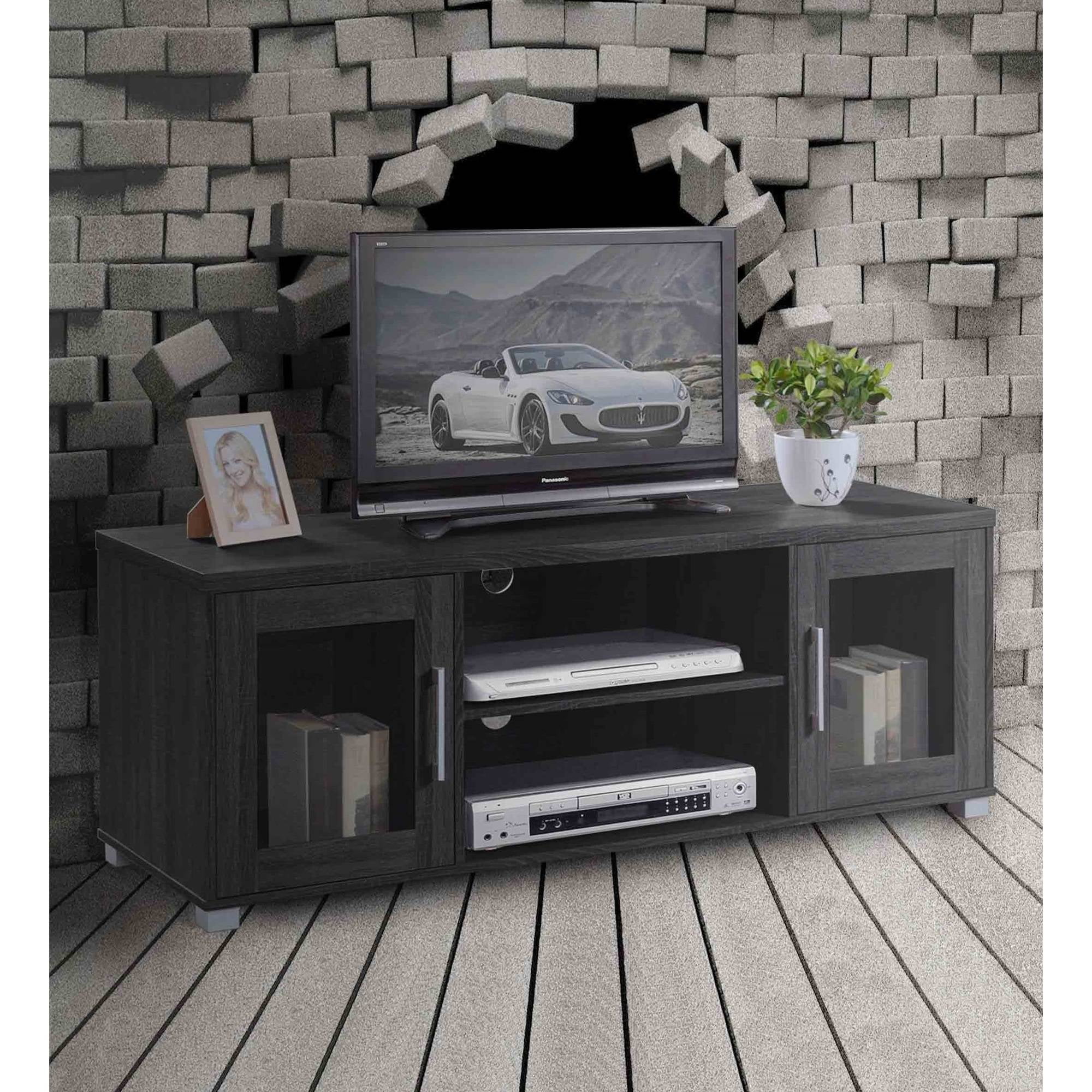Hodedah 57" Wide Entertainment Center in Black