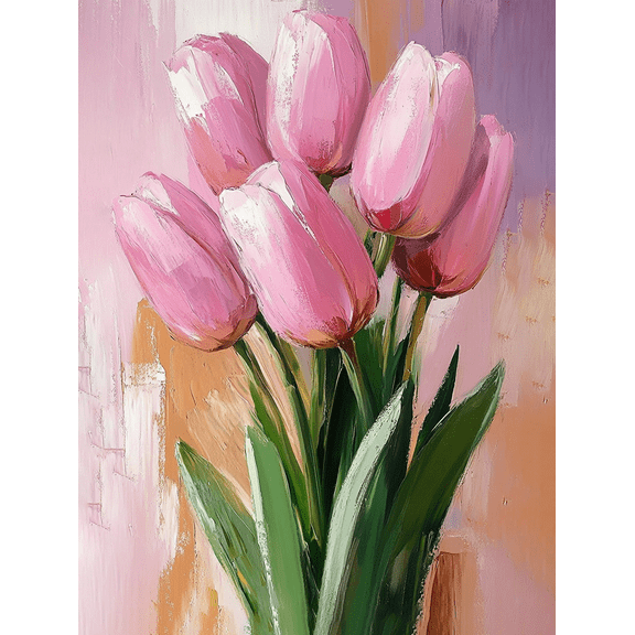 Pink Tulips Canvas Painting， Suitable for Living Room， Bedroom， Dining Room， Office， and Hallway Decoration.