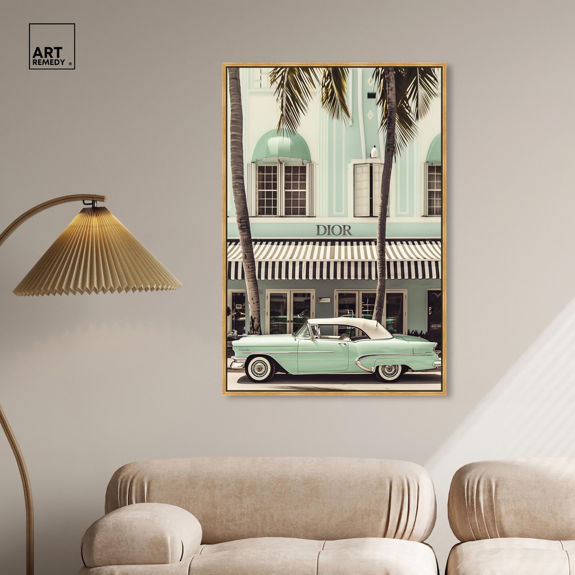 Art Remedy Retro Travel Photos Canvas, 30" x 45", Gold Frame, Vintage Mint Green Cruise