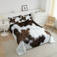 thumbnail image 3 of Cow Print Comforter Set Queen Size, Highland Cattle Cowhide Printed Ultra Soft Duvet Set, Western Farm Cowboy Pattern All Season Down Alternative with 2 Pillowcases, Brown White, 3 of 5