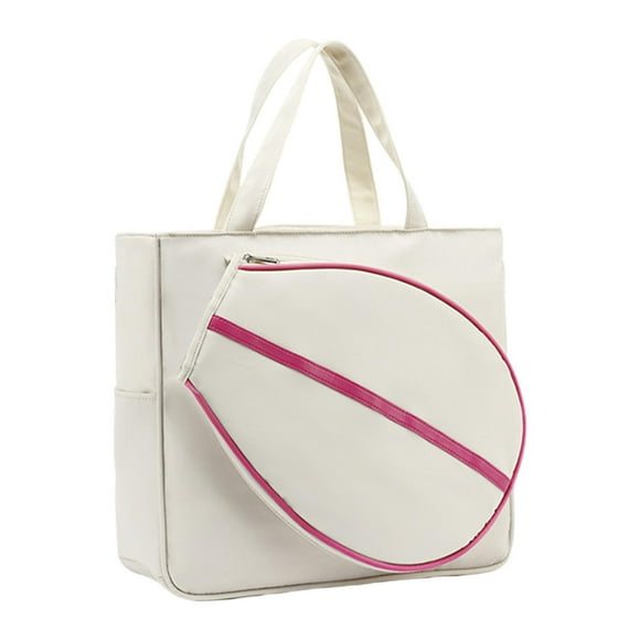 DYNWAVECA Sac de Sport pour Raquettes de Tennis pour Femmes et Hommes, Grand Sac Polyvalent Résistant à l'Eau pour Sports Extérieurs, Sac à Main Blanc