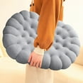 thumbnail image 4 of Floor Cushion Soft Plush Pillow Tatami Pad Oval Seat Cushion for Chair, Floor Sitting, Bar, Playroom (Gray, 15.74x19.68x2.75in), 4 of 6