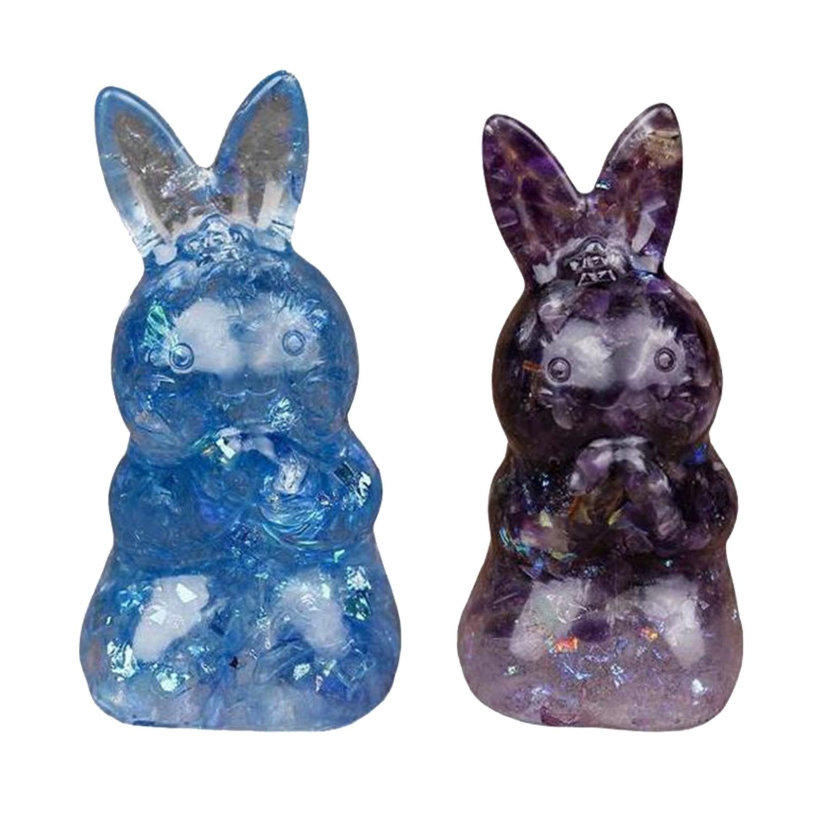 Stone Bunny Sculpture Desk Rabbit Statues Figurines for Farmhouse ...