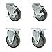 thumbnail image 3 of Polyurethane Swivel Top Plate Caster Set of 4 with 4 Inch Gray Wheels - Includes 2 Swivel with Top Locking Brakes and 2 Rigid - 1400 lbs. Total Capacity - Service Caster Brand, 3 of 4