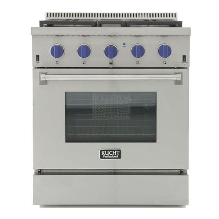 KUCHT Professional 30 in. 4.2 cu. ft. Dual Fuel Range for Natural Gas with Sealed Burners and Convection Oven in Stainless Steel with Royal Blue (Best 30 Dual Fuel Range 2019)
