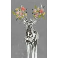 thumbnail image 2 of Goldberger, Jennifer 10x14 Gold Ornate Wood Framed with Double Matting Museum Art Print Titled - Custom Deer and Flowers II, 2 of 4
