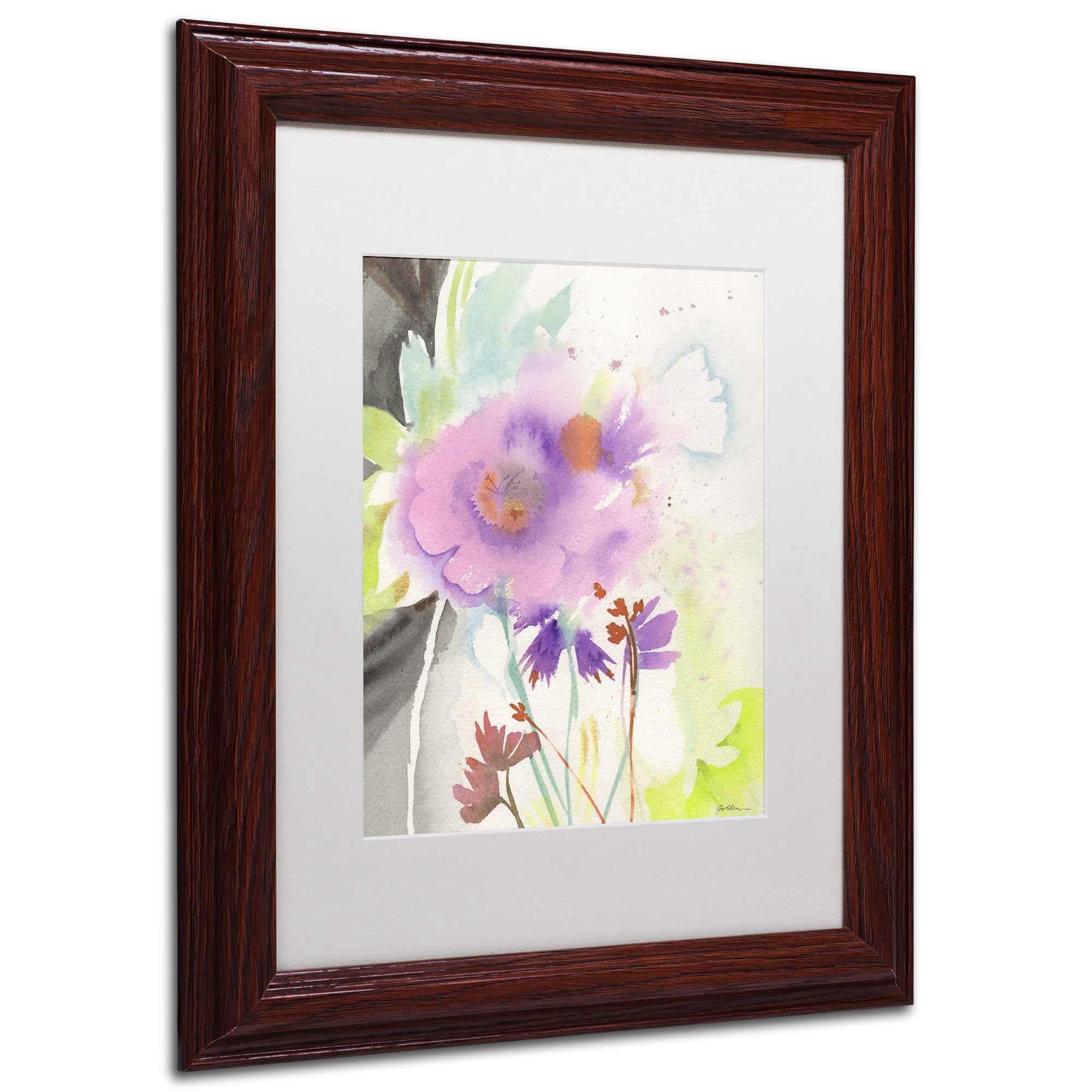 Trademark Fine Art "Mauve Garden Shadows" Canvas Art by Sheila Golden, White Matte, Wood Frame