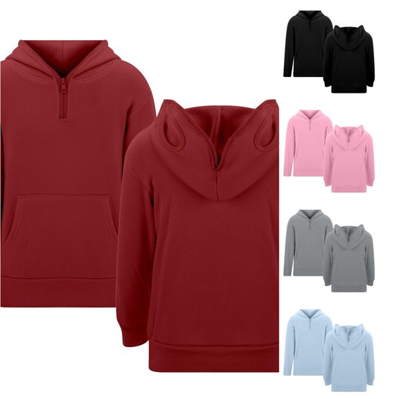 HCYSFG Boys Solid Color Hoodies Long Sleeve Hooded Kangaroo Pocket Relaxed Fit Drawstring Ribbed Pullovers Everyday Sweatshirts