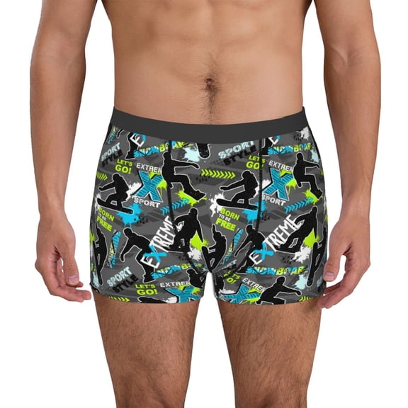 Honeii sport sonw board Print Mens Boxer Briefs Breathable,Boxer Brief for Men, Moisture-Wicking Underwear-Small