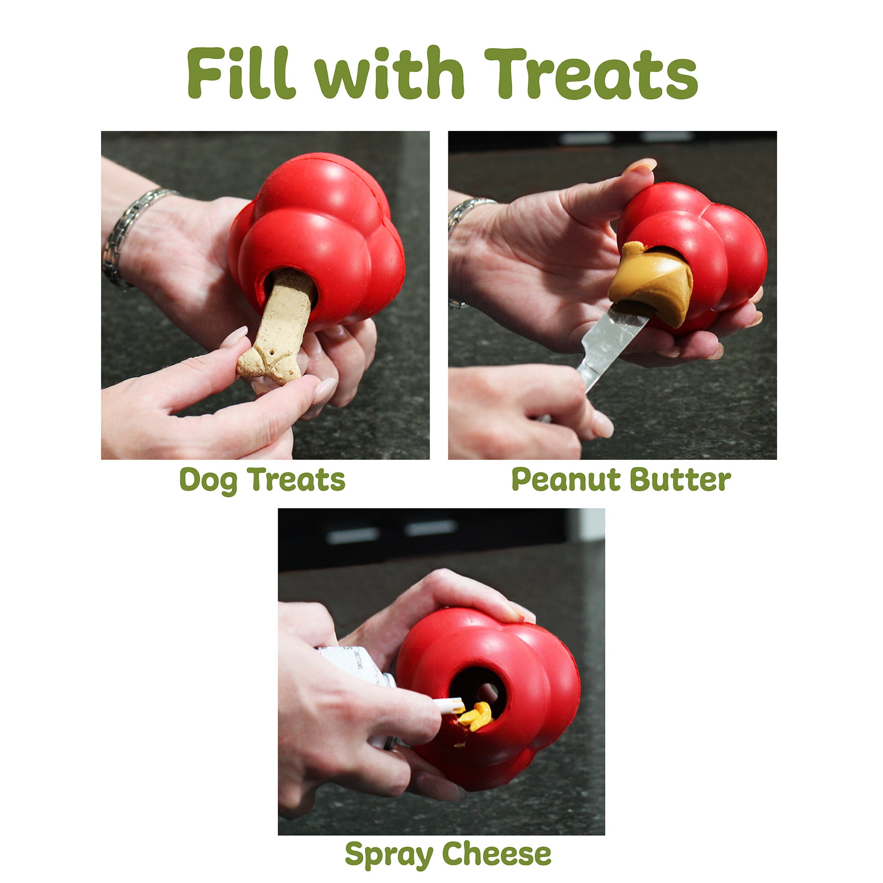 (3 pack) Titan Busy Bounce Durable Rubber Dog Toy, Large, Red