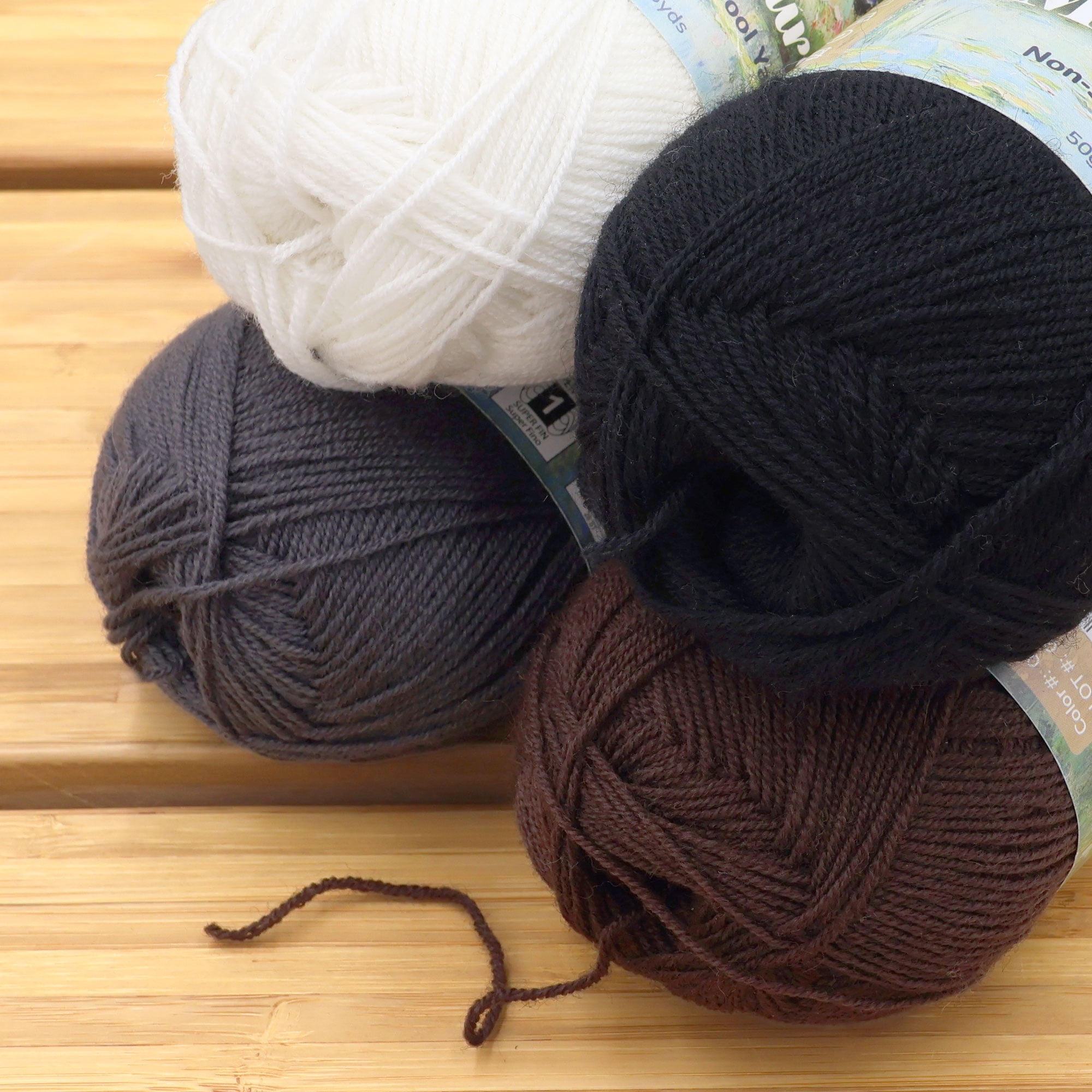 JubileeYarn Merino Au Naturel Yarn - 50g/Skein Super Fine Non-Superwash Merino Wool - Shades of Gray - 4 Skeins