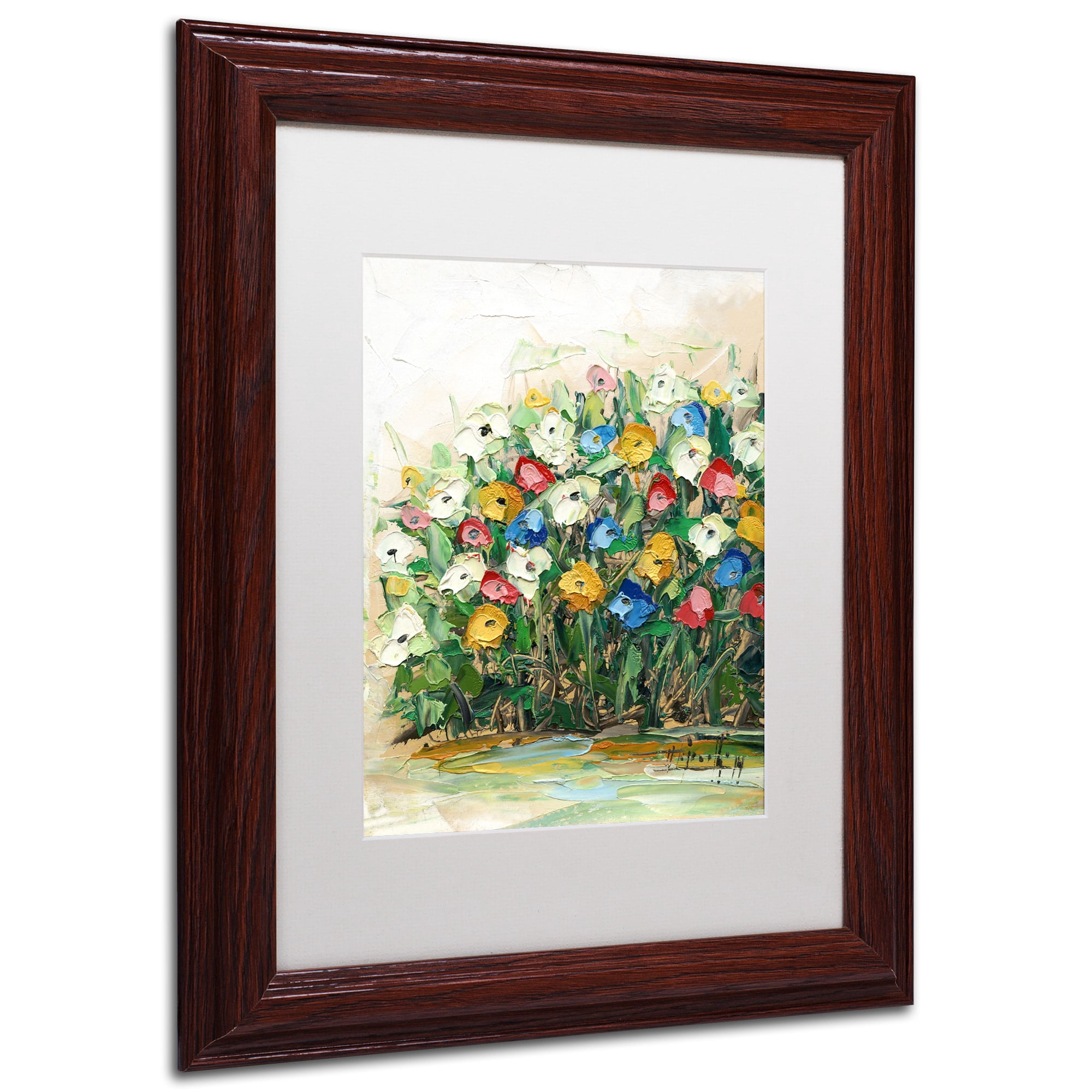 Trademark Fine Art "Spring Flowers in a Vase 10" Canvas Art by Hai Odelia, White Matte, Wood Frame