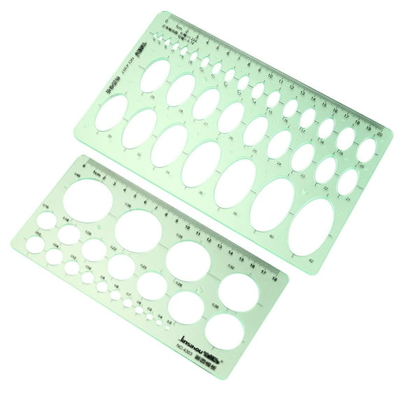 MasteelfCA 2 Pcs Règles de Brouillon en Plastique Transparent Modèle Géométrique Règles de Dessins Outils de Mesure Mathématiques pour École Bureau (Vert)