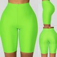 thumbnail image 4 of OKBOP Womens Shorts Clearance Green Slim-Leg Activewear Active Fit Biker Shorts Workout Bottoms, 4 of 9