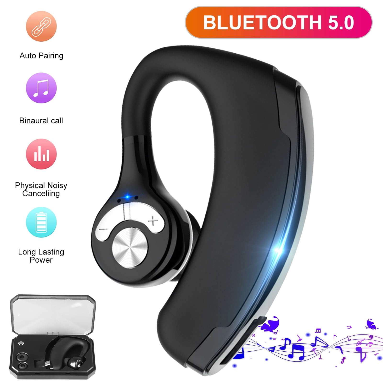 Bluetooth Earpiece for Cell Phone, EEEkit Single Ear Hands-Free