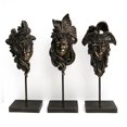 thumbnail image 1 of AFD Home 12004513 Masques Bronzés sur Socle&44; Lot de 3, 1 of 1