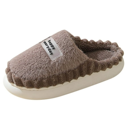 

Xutthjh Men Slippers Autumn Winter Fashion Comfortable Indoor Warm Flat Soft Non-Slip Solid Color