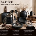 thumbnail image 3 of Kikcoin Ceramic Pots and Pans Set, 24-Piece Nonstick Cookware Set with Detachable Handles, Stackable Titanium Pots Set for Kitchen, Induction and Dishwasher Safe, Black, 3 of 11