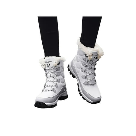 

Woobling Ladies Outdoor Hiking Work Boots Anti-Slip Lace-up Womens Comfort Warm Winter Walking Shoes