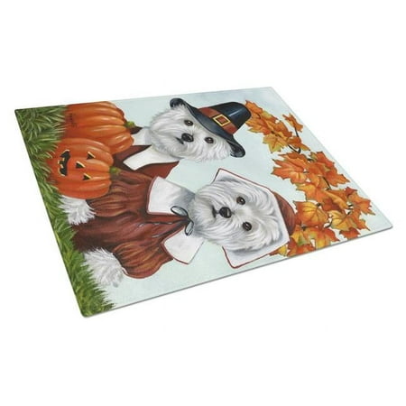 

Westie Thanksgiving Pilgrims Glass Cutting Board - Large