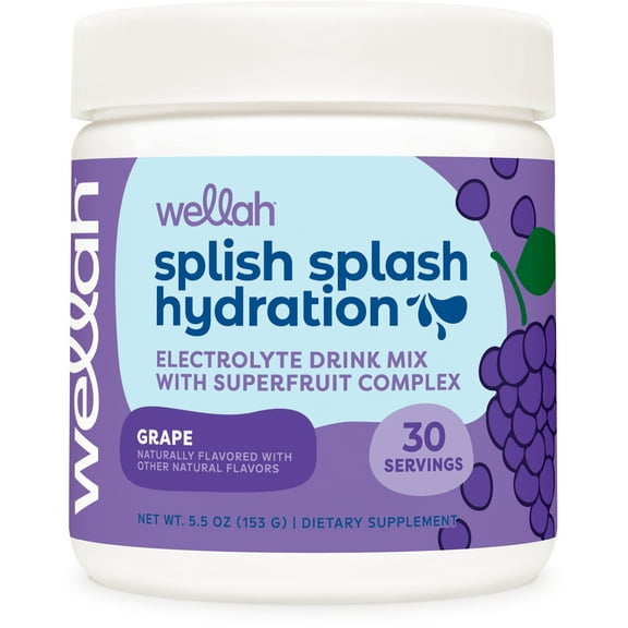 Wellah Splish Splash Hydration Electrolyte Drink Mix (Grape Flavored, 30 Servings)