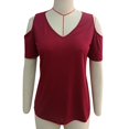 thumbnail image 2 of MUJERES EN LA PARTE Superior del Hombro Frío, La Camiseta Básica de Verano de Moda Transpirable Suelta para Ropa Diaria para Dama, 2 of 3