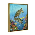thumbnail image 3 of Sea Turtles Swimming Underwater Reef Animals & Insects Graphic Art Metallic Gold Framed Art Print Wall Art, 3 of 6