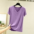 thumbnail image 2 of Diufon Pajama Tops for Women Plus Size Short Sleeve V Neck Loose Sleepwear Casual Soft Breathable Home Blouse, 2 of 6