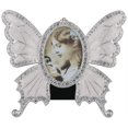 thumbnail image 1 of Marco de fotos de metal vintage con diseño de mariposa elipse decorado con diamantes de imitación, decoración del hogar, marco de fotos de escritorio, marco de mesa, blanco, 3 "-5", 1 of 5