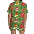 thumbnail image 5 of Ensembles de Pyjama pour Femmes Pyjamas pour Femmes Imprimé Graphique Soie Satin Mignon Vêtements de Nuit Boutons Manches Courtes Hauts Shorts Ensembles L, 5 of 5