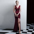 thumbnail image 1 of Vestido de noche elegante y sexy para mujer, para banquetes, con cola de pez larga, 1 of 6