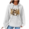 thumbnail image 2 of PNTUTB Womens Christmas Print Casual Long Sleeve Drawstring Waffle Pullover Loose Hooded Sweatshirt with Pocket, 2 of 6