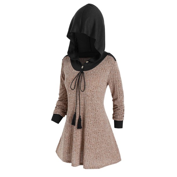 Más el tamaño de los géneros de punto con capucha con cordón Rosegal Vestidos casuales de talla grande