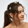 thumbnail image 3 of Unique Bargains Rhinestone Pleated Headband Faux Pearl Headband Women Hairband Brown, 3 of 7