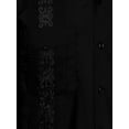 thumbnail image 4 of J. METHOD Men's Long Sleeve Cuban Guayabera Shirt Short Sleeve Button Down Classic Embroidered 4 Pockets Casual Top NEMT118 Black S, 4 of 4