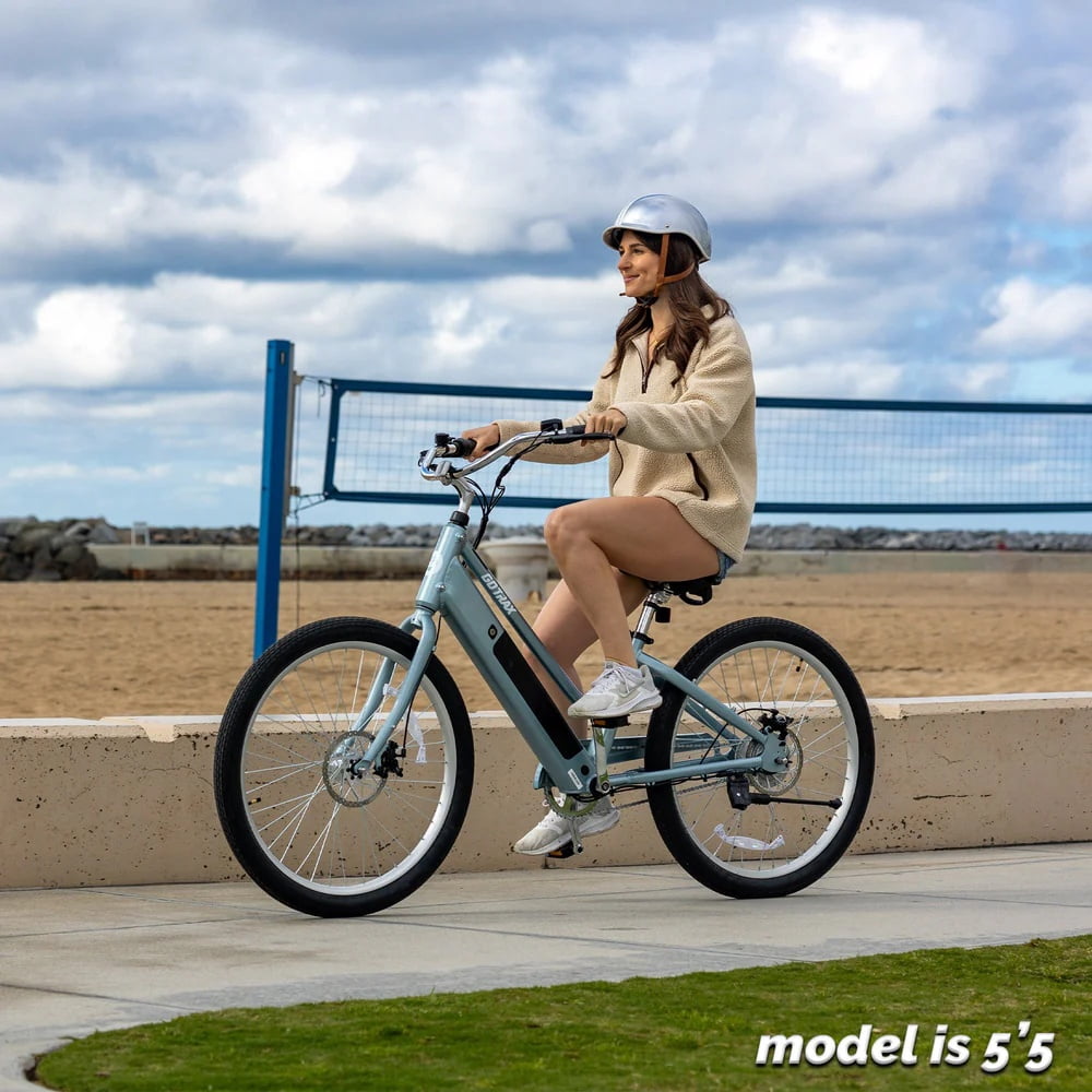GOTRAX Shoreline 27.5" Women's Electric Beach Cruiser bikes , 350W Motor, 36V, Class 2, Up to 40 Miles, Adult, Blue