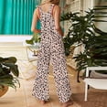 thumbnail image 4 of Byworldtasic Womens Jumpsuit Sleeveless Print Overalls Back Smocked High Waist Straight Leg One Piece with Pockets, 4 of 6