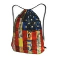 thumbnail image 3 of XMXT Waterproof Gym Bag, American Flag Art Print Drawstring Backpack for Men, s Multicolor, 3 of 8