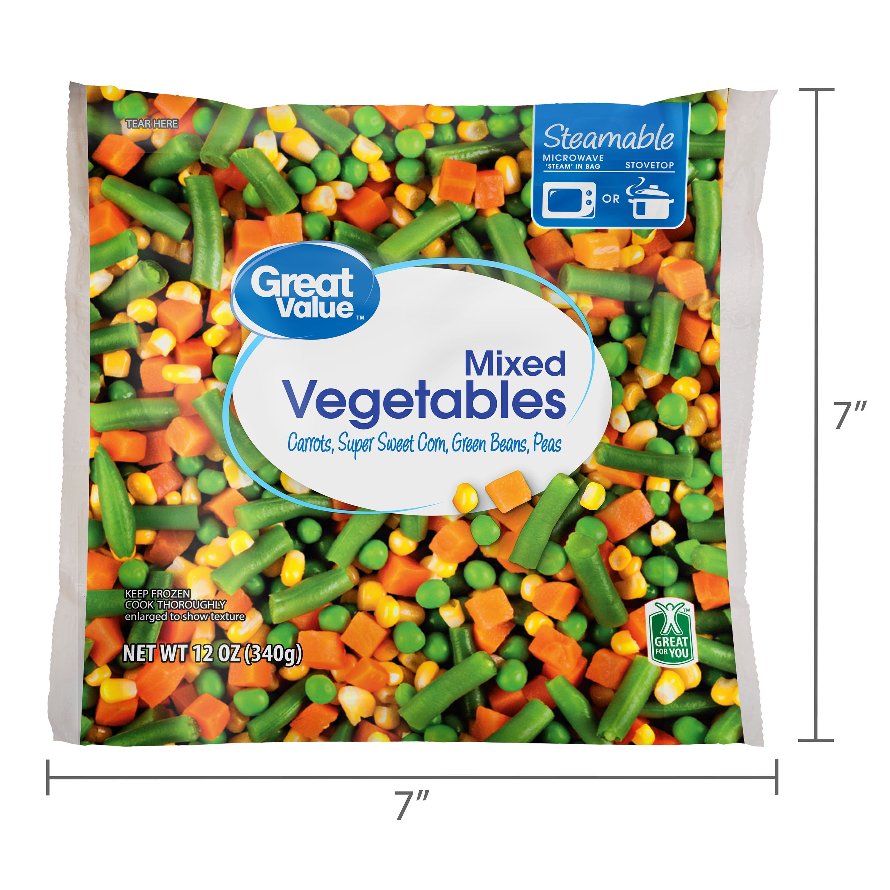 Great Value Mixed Vegetables, 12 oz Steamable Bag (Frozen)