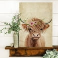 thumbnail image 3 of WFSposter Highland Cow Canvas Wall Decor Funny Cow with Pink Flowers Wall Art Print Retro Animal Framed Artwork for Living Room Bedroom children's room Home Decoration Ready to Hang 12x16 Inch, 3 of 6